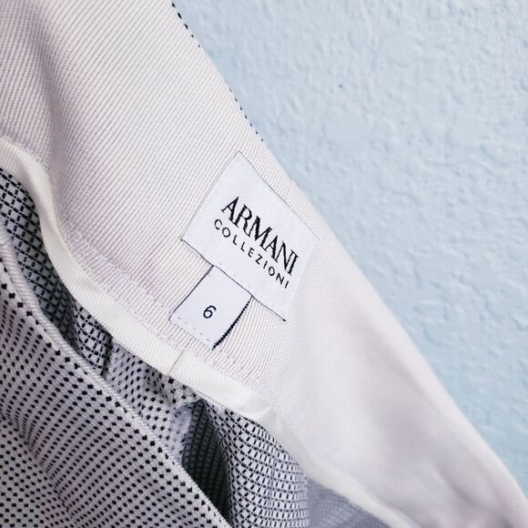 Armani Collezioni Off White Black Diamond Wool Blend Slacks - Picture 8 of 10